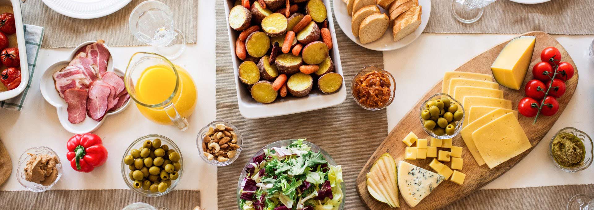 A colourful spread of healthy dishes